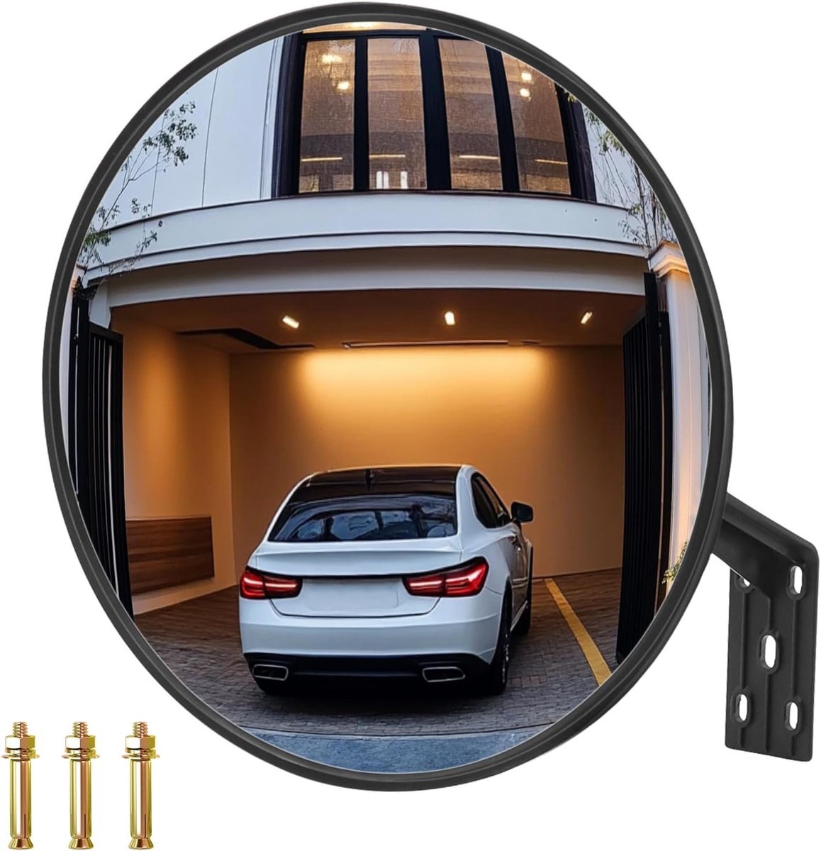 Verstelbare Convex Veiligheidspiegel van 30 cm voor Oprit, Garage en Park, Ideaal voor Bin
