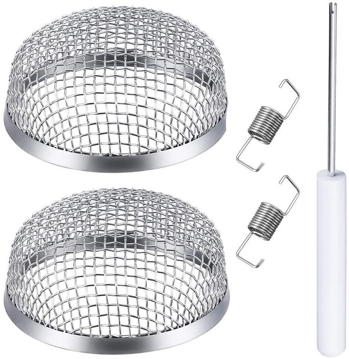 aladdien - Vliegengaas - Roestvrij staal - Inclusief installatiegereedschap - 2,8 inch - Insectenbescherming - Ideaal voor ovens - 2 stuks