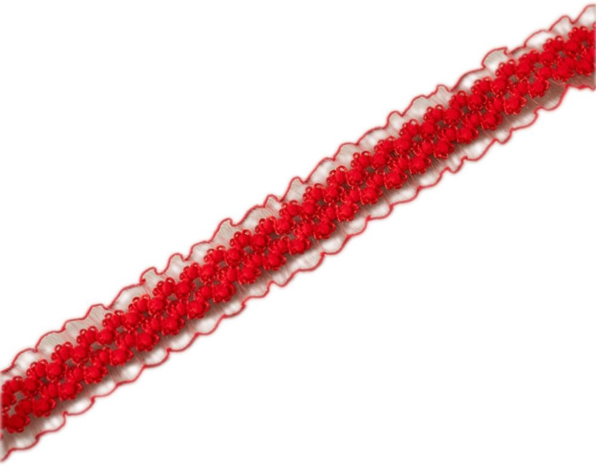 Allecto - Kanten rand - Elastische kantband - Decoratie - Rood 25 mm - Kant band voor naaien - Geschikt voor bruiloft en handwerk