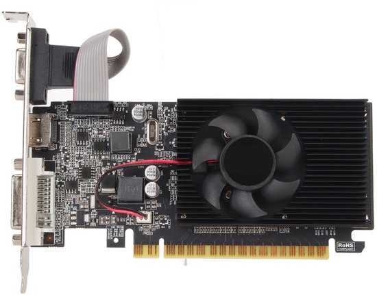 Gaming grafische kaart 1GB DDR3 PCI Express 2.0 X16 DVI VGA HDMI stille koelventilator klein formaat
