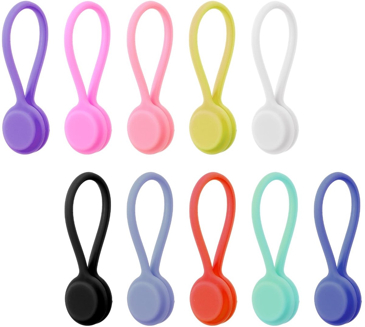 aladdien - Magnetic Silicone Cable Ties - Herbruikbare Kabelorganizer - 10 Stuks - Multi-Function Magneten - Kleurenset - Geschikt voor Thuis en Kan..