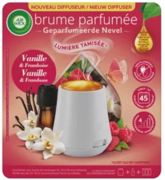 Désodorisant Automatique Air Wick Essential Mist - Vanille & Framboise - Kit de Démarrage 20 ml