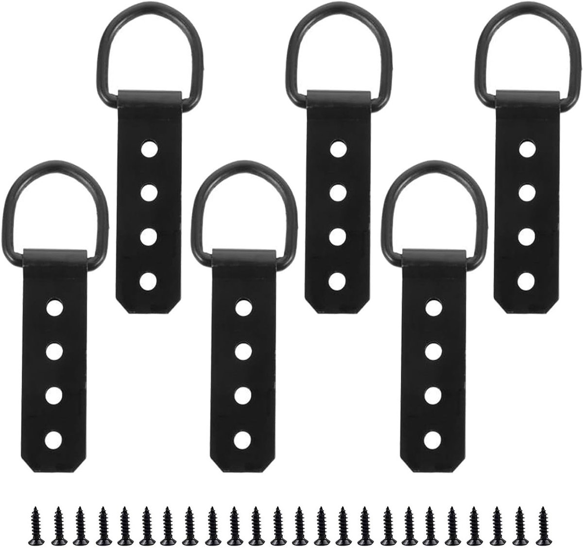 Zware D Ring Hangers voor Foto's - 6 Stuks, Ideaal voor Fotolijsten, Muurbevestiging en Decoratie (Zwart, 9.5 cm)