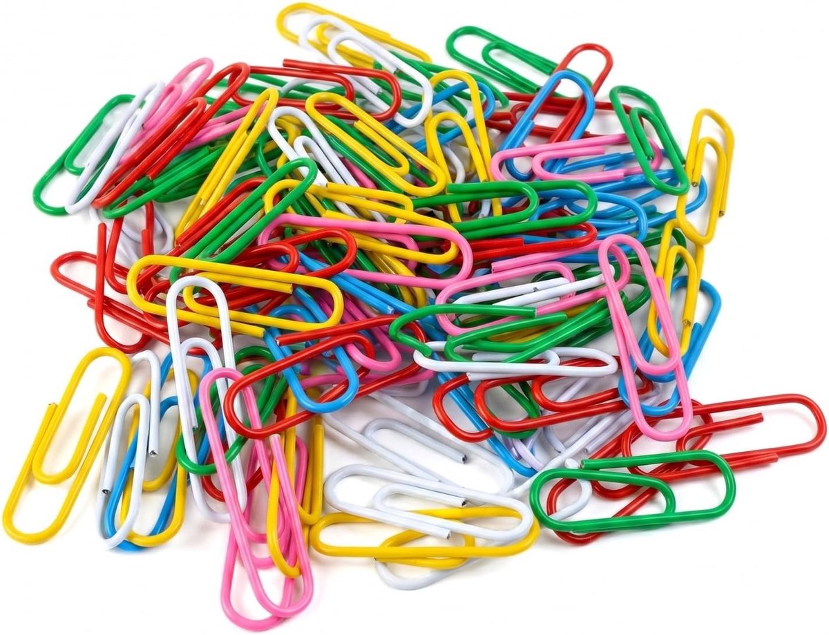 Kleurige Paperclips in Doos - 100 Stuks van 28mm, Ideaal voor Kantoor, School en Persoonlijk Gebruik, Diverse Kleuren