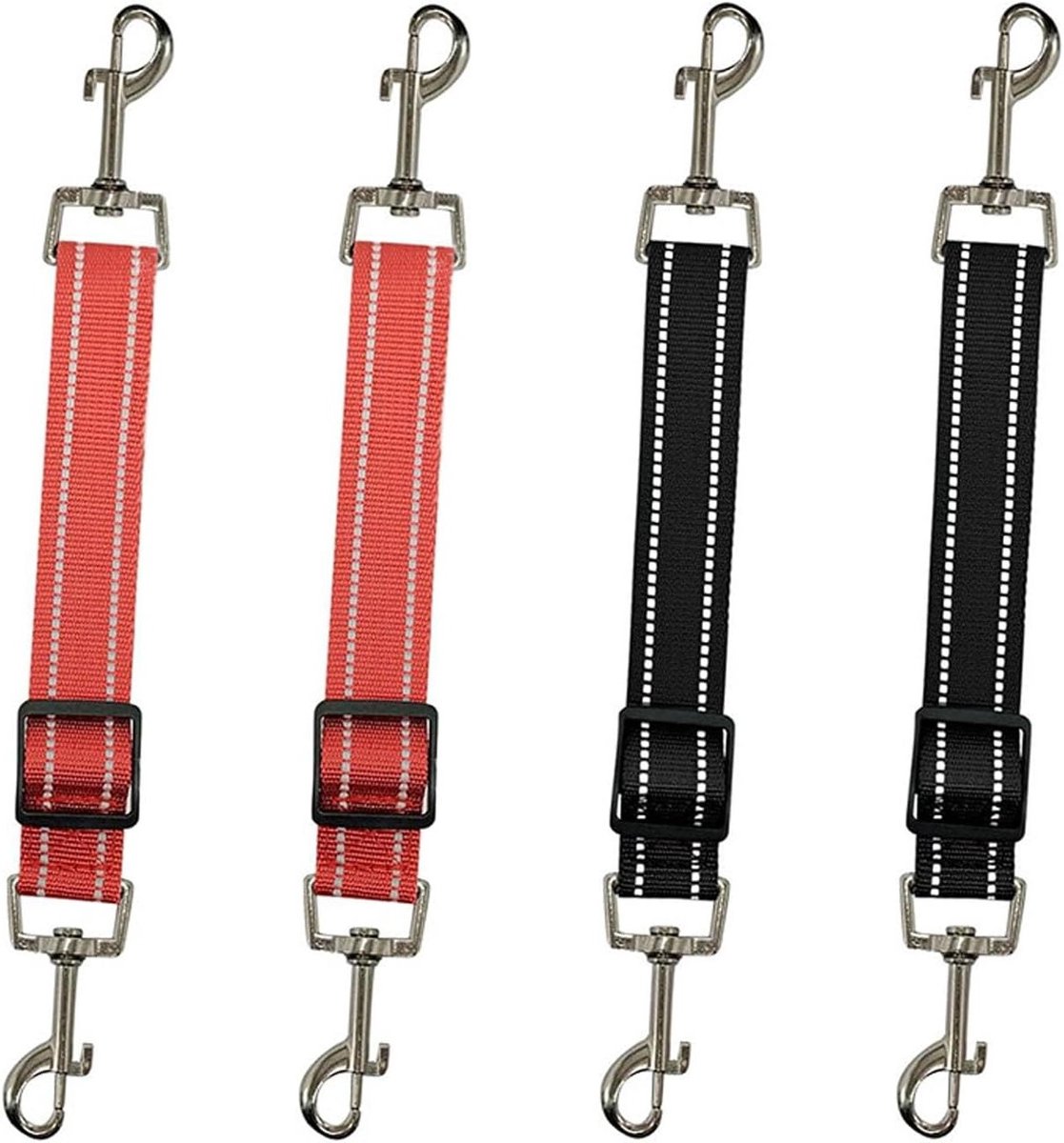 Reflecterende Clips voor Hondenveiligheid, Verstelbare Dubbel Eindige Veiligheidsclip en Halsband voor Puppy’s - 4 Stuks