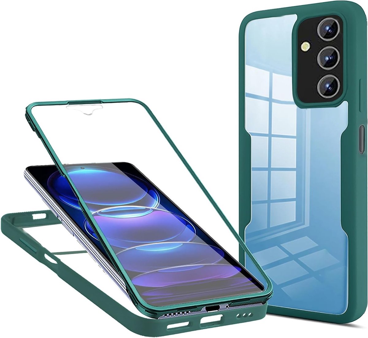 Case voor Samsung Galaxy S25 FE met ingebouwde schermbeschermer, 360° schokbestendige bescherming, duurzame anti-kras dual layer hoes in QS Groen