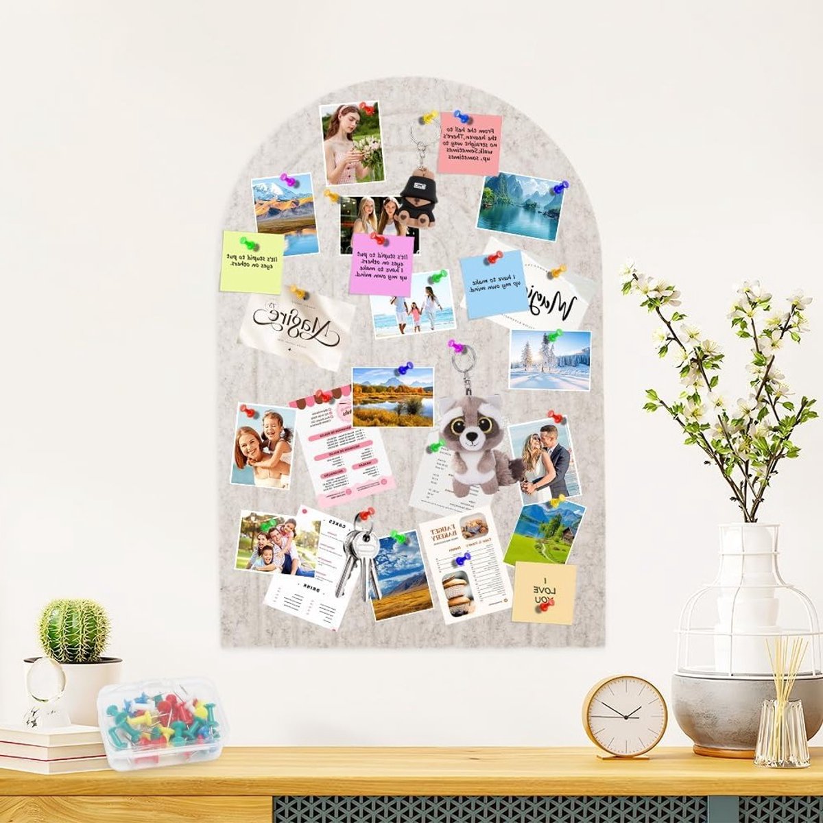 Vilt prikbord zelfklevend opvouwbaar fotobord memo bord voor kantoor, keuken, school en thuis (40 x 60 cm) - decoratief en multifunctioneel prikbord