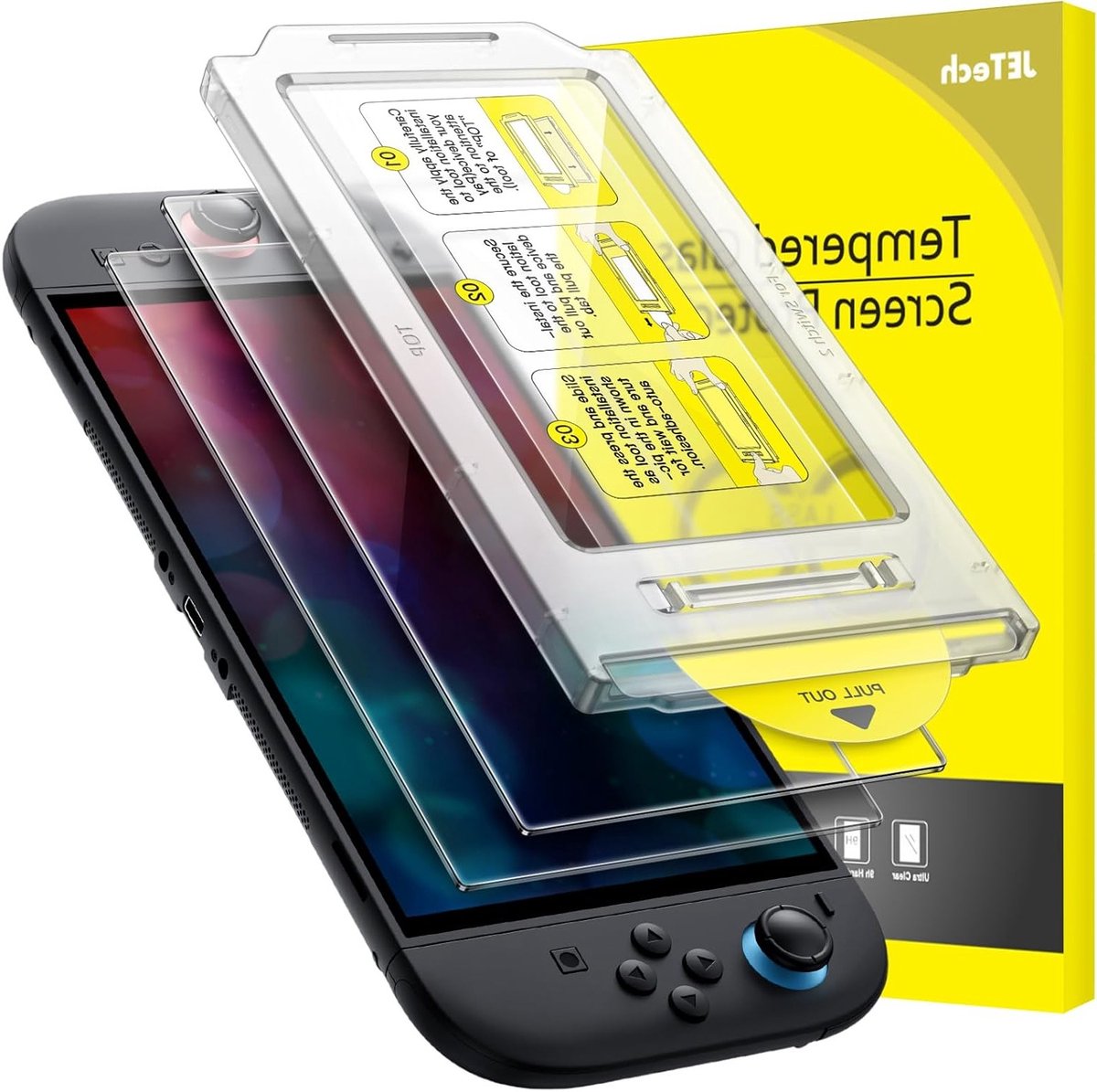 Thijox - JETech Automatische Uitlijning Screen Protector Nintendo Switch 2 2025, 9H Gehard Glas, Krasbestendig, HD Doorzichtig, 2-Stuks, Eenvoudige In