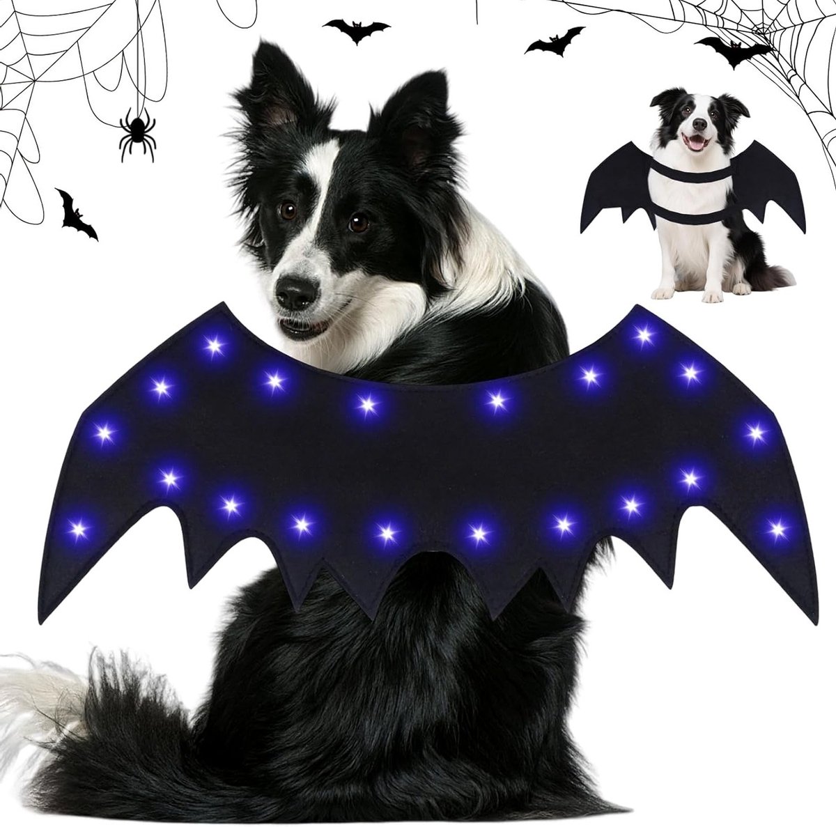 Verstelbare LED vleugels voor huisdieren - Halloween kostuum voor katten en honden, perfect voor cosplay en feestdecoratie