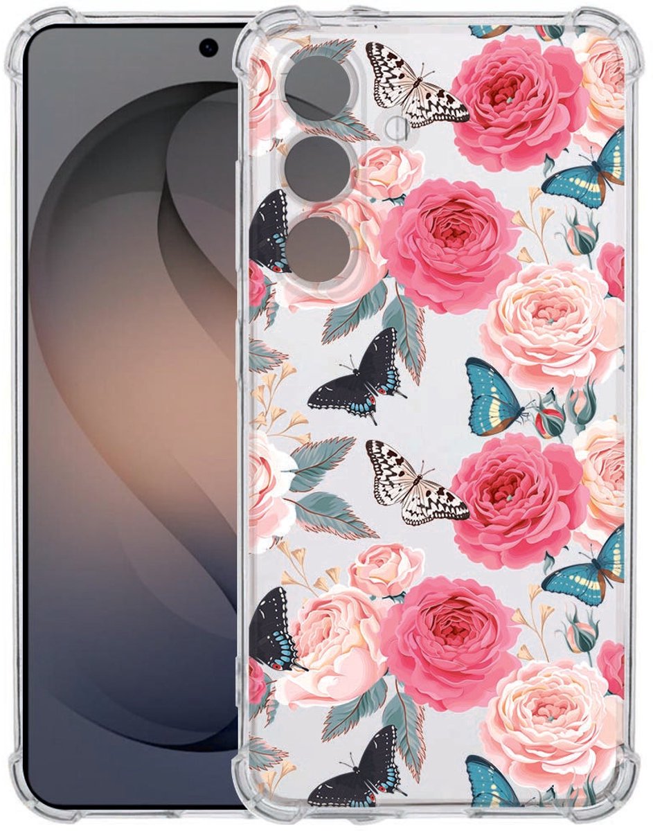 TPU Siliconen Hoesje Samsung Galaxy S26 Butterfly Roses Antishock