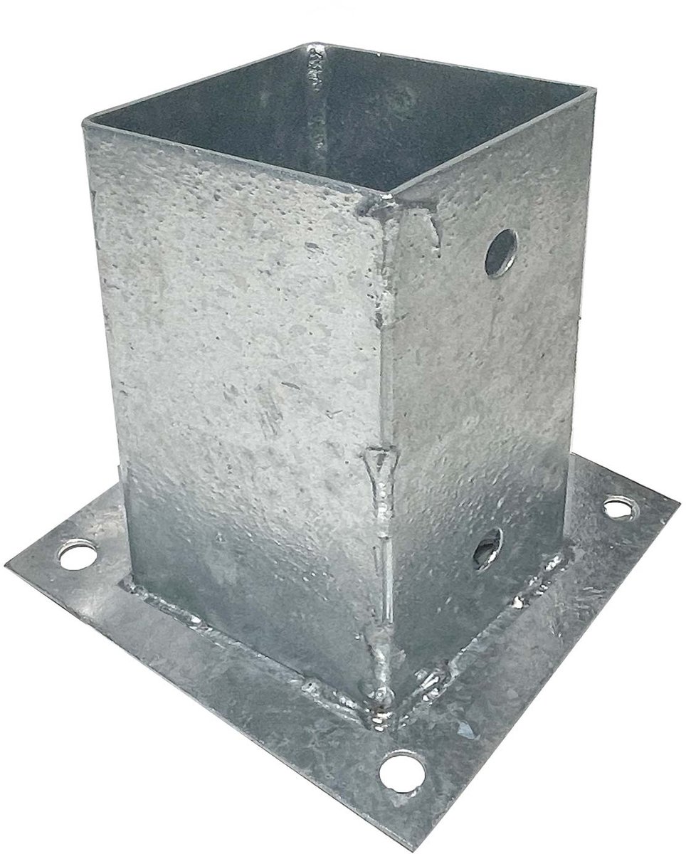 Paalhouder met plaat verzinkt 121x121mm.
