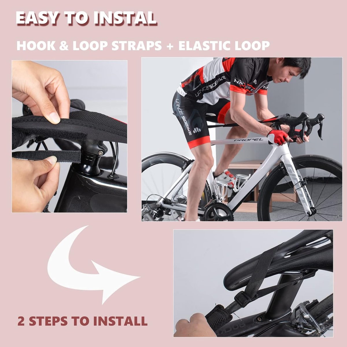 Zweetvanger Fietstrainer - Fietsaccessoire - Fietsen Binnen - Sneldrogend Materiaal - 56x23cm - Rood Zwart