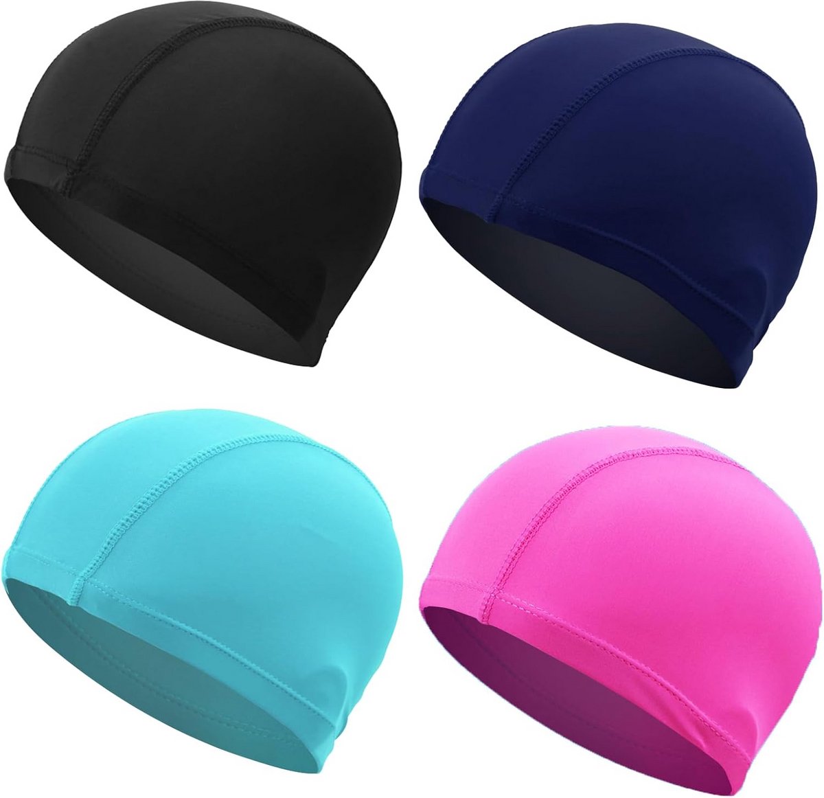 Badmutsen Set - Zwemmutsen Dames Heren - Bescherming Tijdens Zwemmen - Zacht En Elastisch Nylon - 4 Stuks - Multicolor