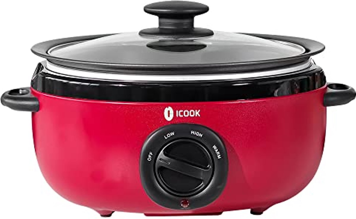 Elektrische Stoofpan - Slowcooker - Gerechten Bereiden - Afneembare Pan - 65 Liter - Rood