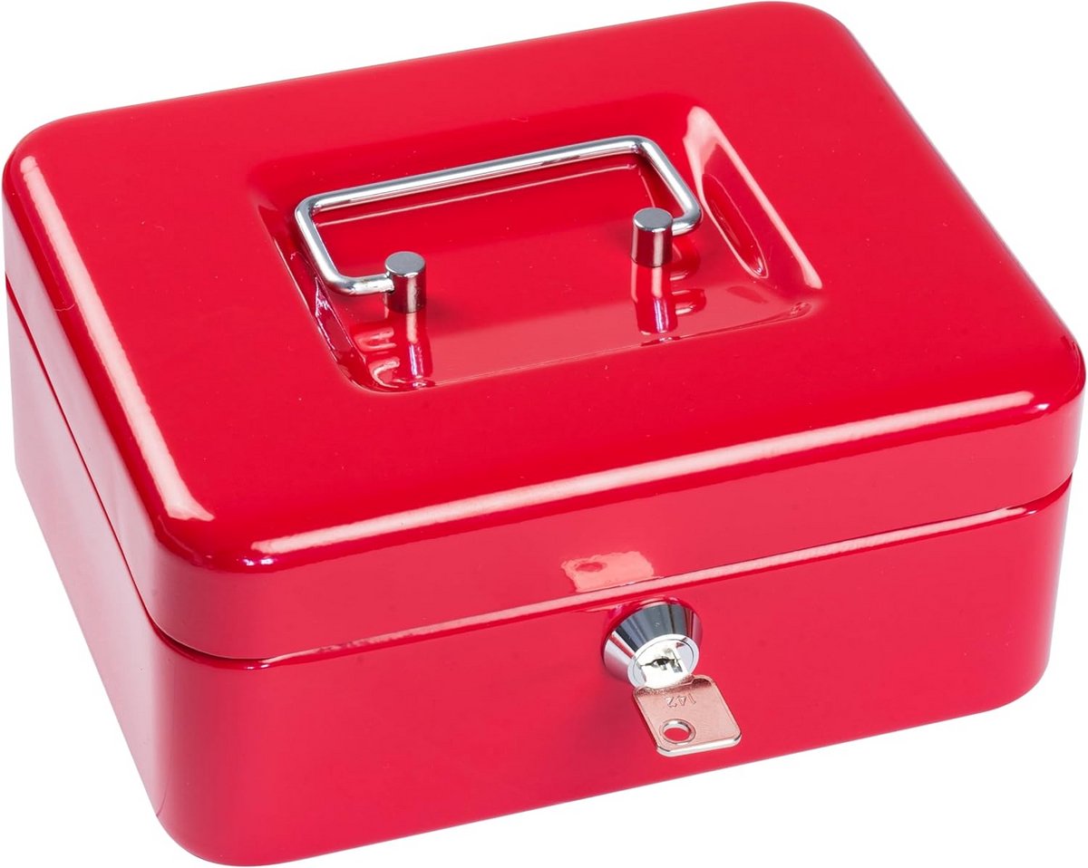 Geldcassette - Opbergkistje - Veilig opbergen - Verwijderbaar muntvak - 20x16x9cm - Rood