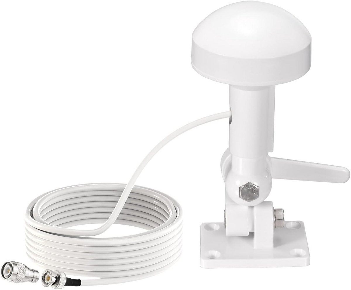 Externe GPS Antenne - Marine Navigatie - Scheepsnavigatie Verbeteren - Inclusief Connectoradapter - 5 Meter Kabel - Zwart