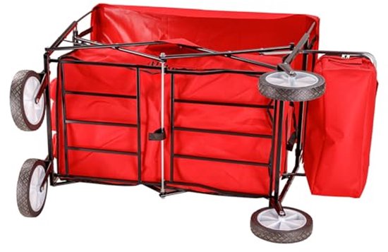 Bolderkar - Handwagen transport - Uitstapjes maken - Opvouwbaar met dak - 122 x 57 cm - Rood van Bolderkar — afbeelding 3