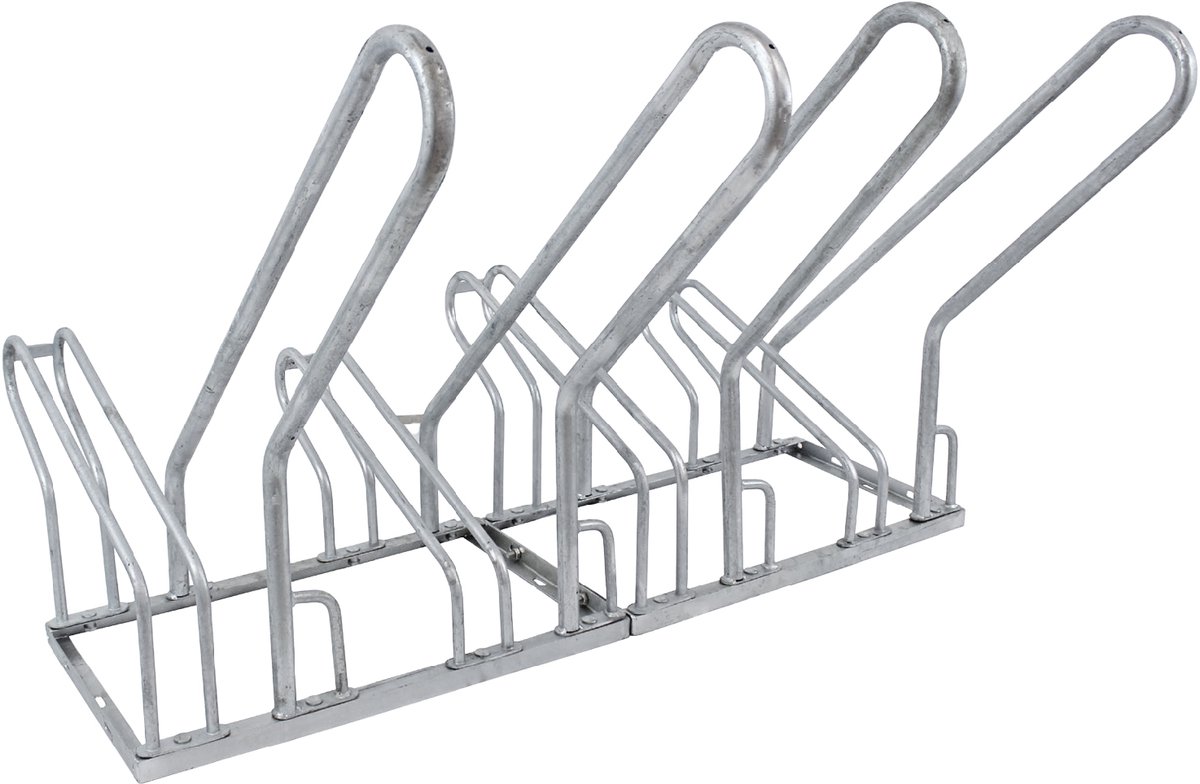 TRUTZHOLM - Fietsenrek Met Aanleunbeugel - 4 Fietsen - 140x40x83 cm - Hoogte-Offset - Thermisch Verzinkt Staal - Vloerparkeerder