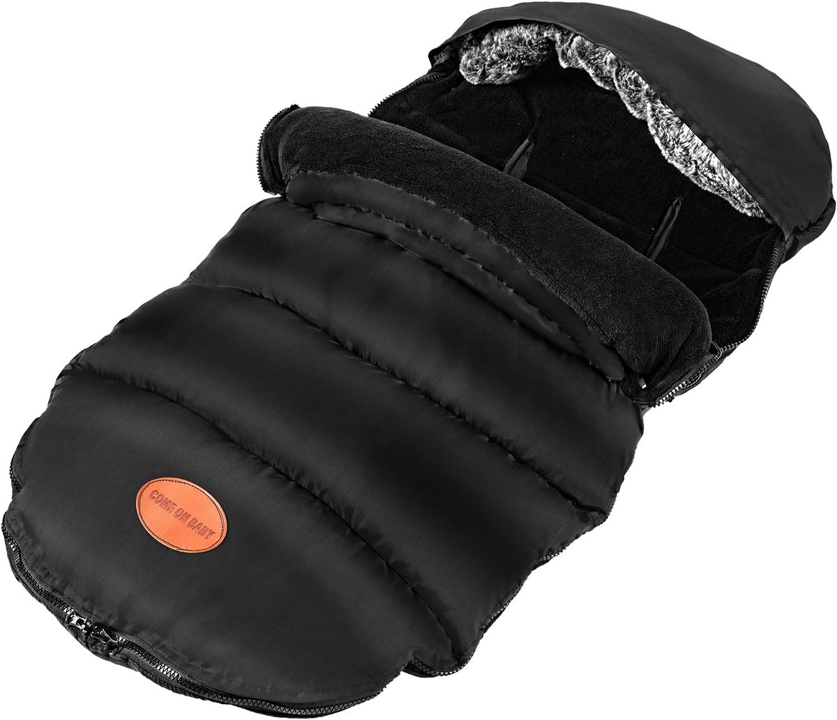 Voetenzak Kinderwagen - Winterzak Baby - Warmte Buiten - 5-Punts Gordelsysteem - 44x32x7cm - Zwart