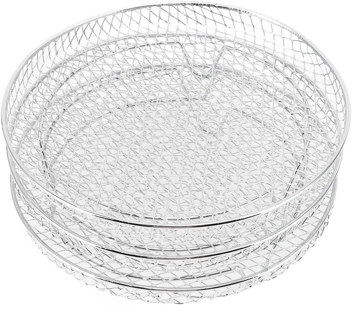 Dailygoods- Droogrek Stapelbaar - Set van 3 - Roestvrij Staal - Voor Luchtfriteuse - Vleesdehydratatie - Geschikt voor Drogen van Voedsel - Dehydrator