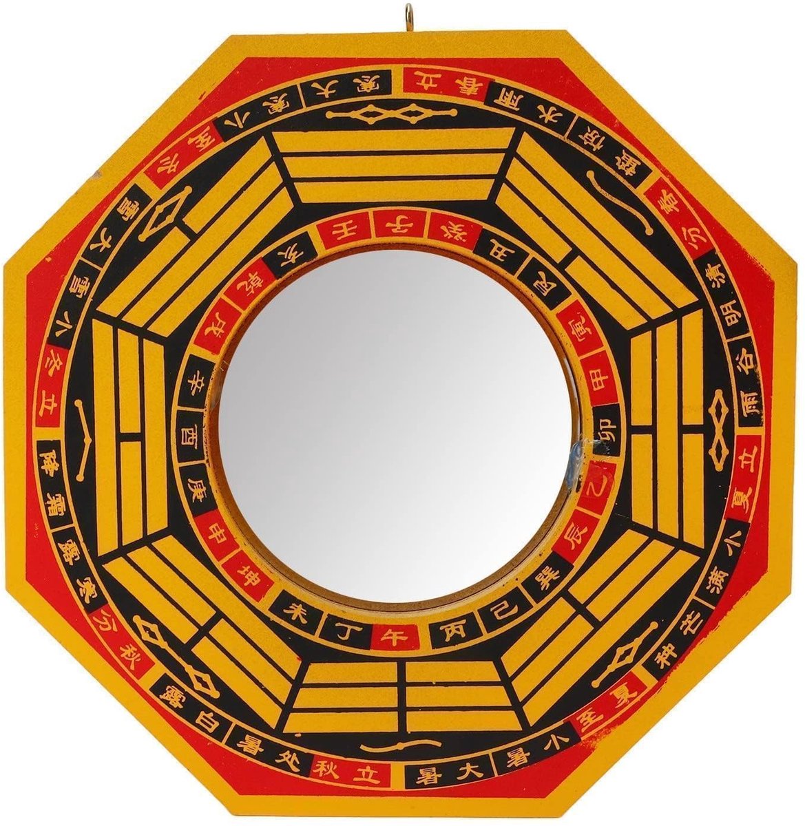 Dailygoods- Feng Shui Spiegel 20 cm - Traditionele Houten Bagua Spiegel - Bolle Vorm - Geluk Decoratie - Bescherming tegen Negatieve Energie - Versterkt Positieve Chi - Decoratiespiegel