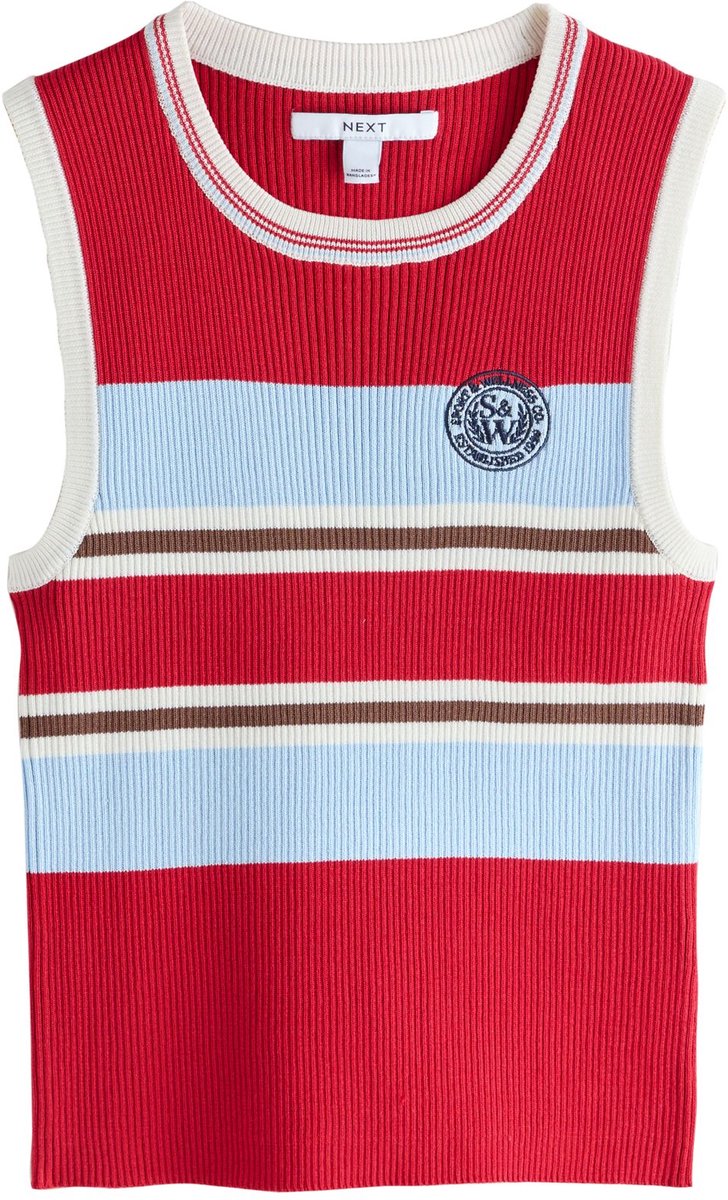 Next - Dames - Geribbeld hemdje met print - Rood