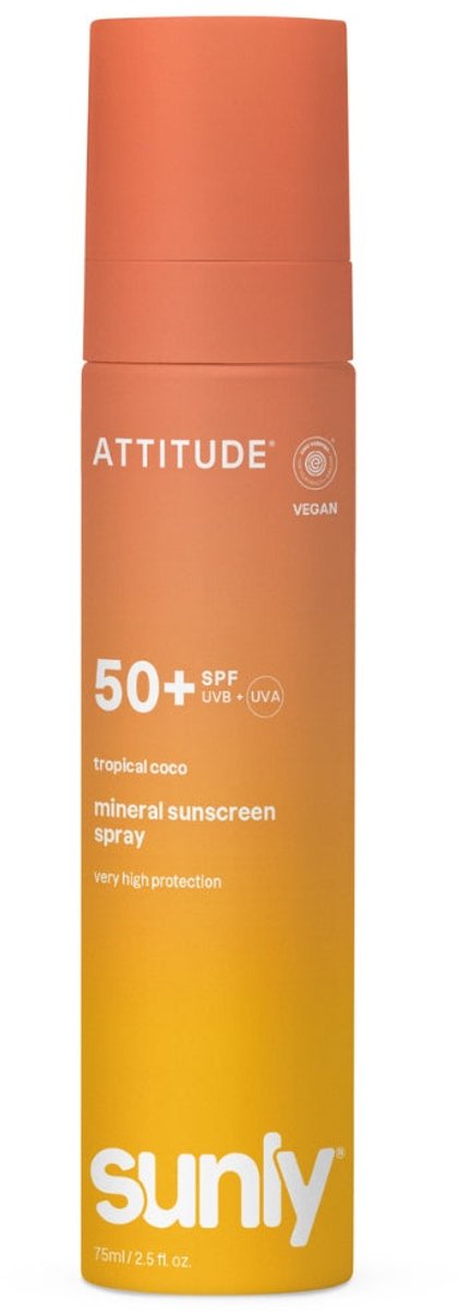 ATTITUDE SUNLY Zonnebrandspray SPF50 Tropical Kokos ECO - duurzaam