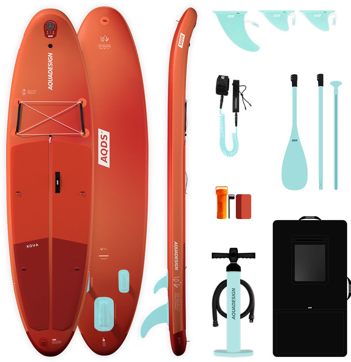 Opblaasbaar Stand Up Paddle Board Pakket Kova 10'6 - Supboard - 320 Cm - Max 135 Kg - Inclusief Peddel En Pomp