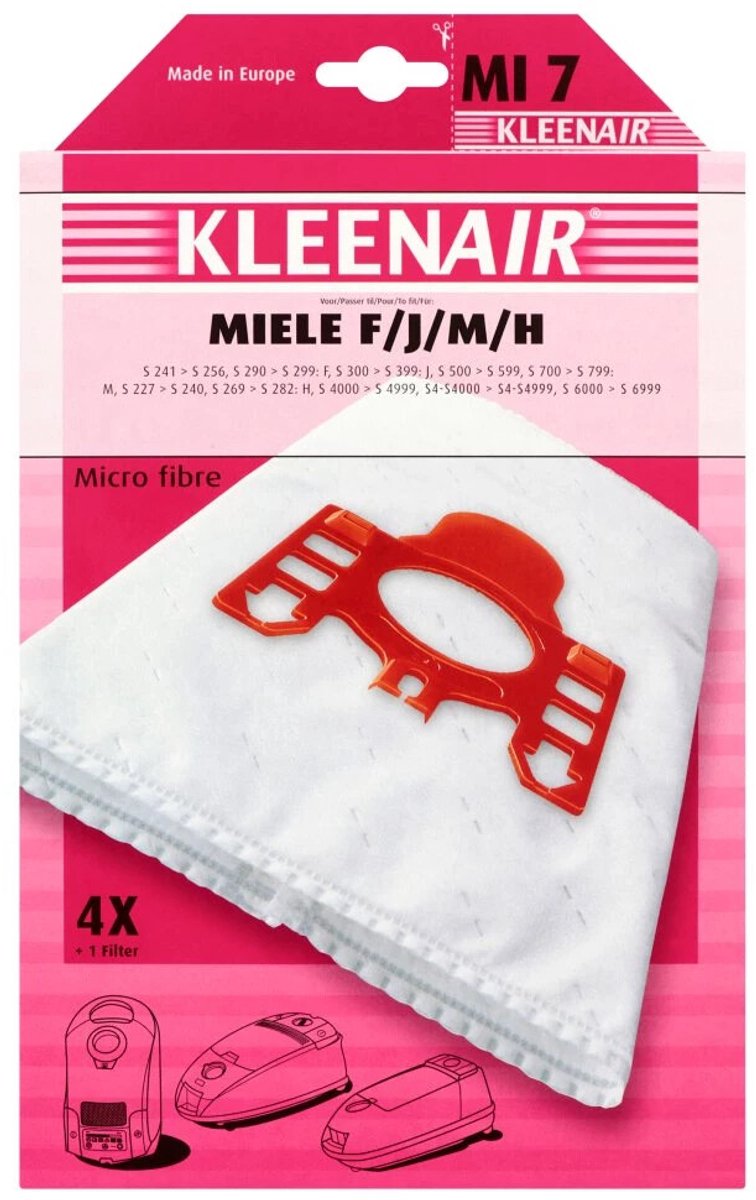 3x Kleenair Stofzuigerzakken Miele Mi-7 4 stuks