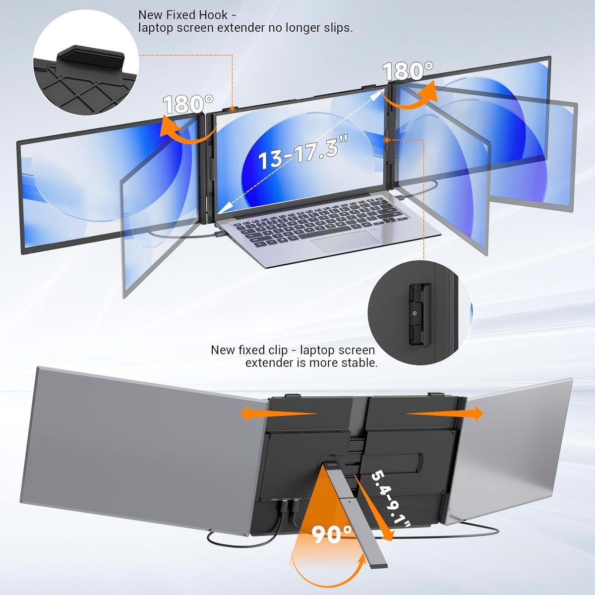 Draagbare Monitor Extender 14 inch 1080P FHD IPS - Triple Screen Uitbreiding voor Laptops 13-17 inch thumbnail 3