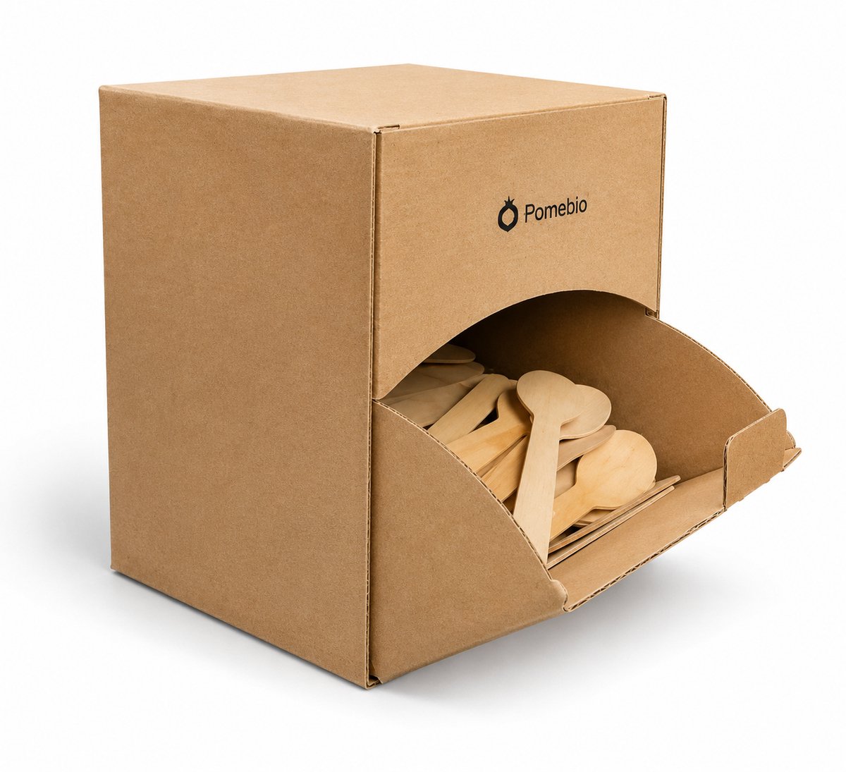 Pomebio houten lepel - 500 stuks houten lepel in dispenserbox - 160 mm