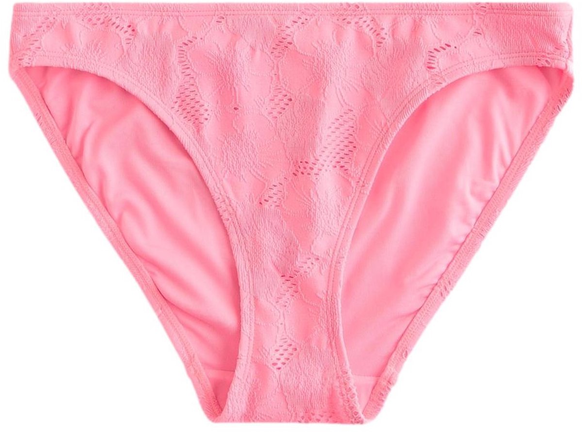 Next Dames - Hoog uitgesneden bikinislip met print - Roze Neon Pink Broderie