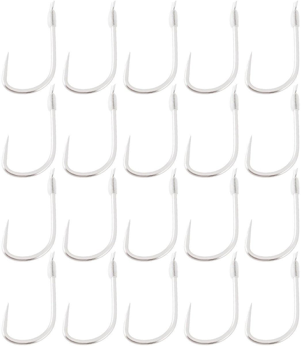 Dailygoods- Vishaken 20 Stuks - Weerhaakloze Vishaak - 45 Cm Nylon Lijn - Koolstofstaal - Hoge Sterkte - Corrosiebestendig - Vislijn