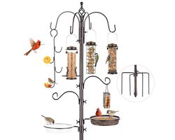 Vogelvoerstation Kit - Vogelvoederhuis - Wilde vogels voeren - Roestbestendige staalconstructie - 238 cm hoog - Zwart