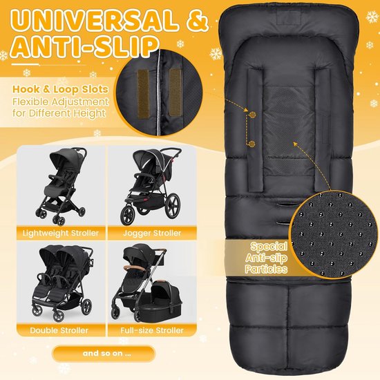 Voetenzak Kinderwagen - Warme Buggyzak - Baby Warm Houden - Verstelbare Lengte - 97/117 cm - Zwart — afbeelding 2