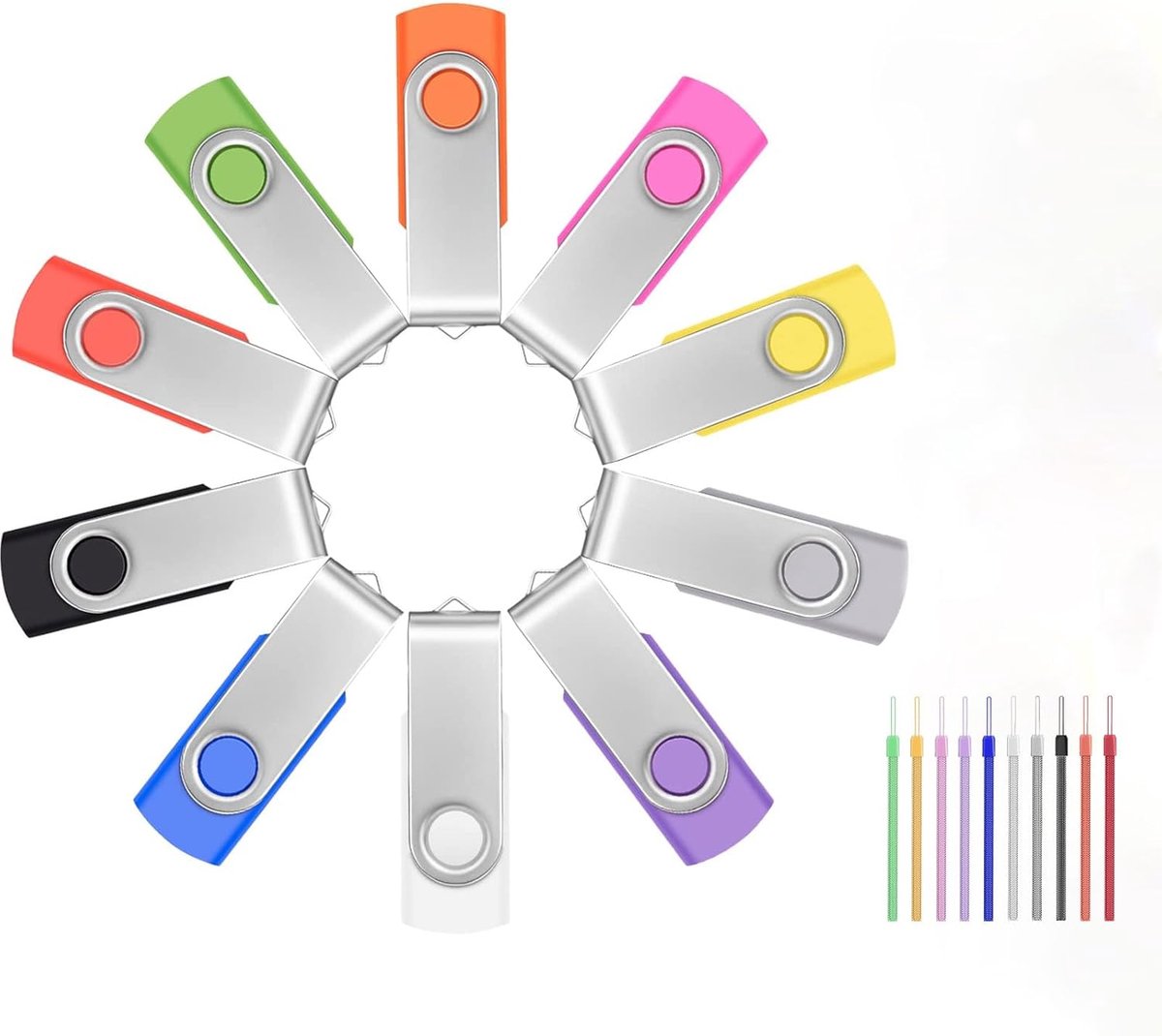 USB Sticks - Geheugensticks Pennen - Data Opslag - 360 Graden Draaibaar - 10 Stuks 2GB - Mix Kleuren