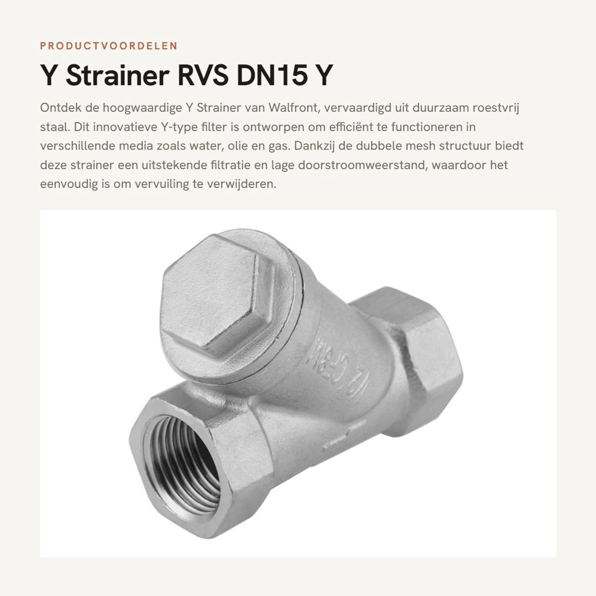 Dailygoods- Y Strainer - Dubbelmesh Structuur - Roestvrij Staal - Filterklep - Lage Doorstroomweerstand - Eenvoudige Installatie - Onderhoudsvriendelijk - Filter