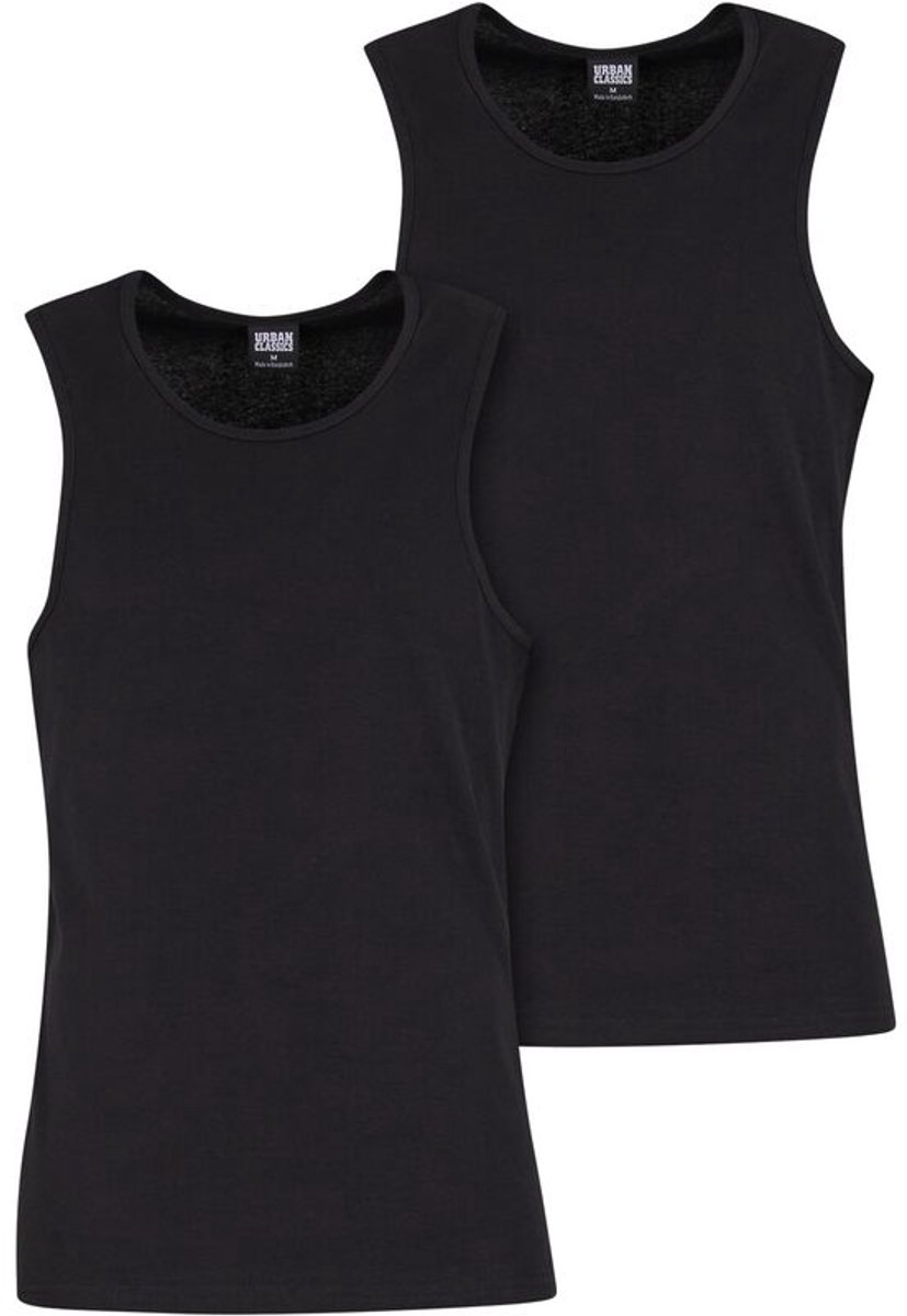 Urban Classics Geribde hemden Set van 2 Heren Tanktop – L Zwart