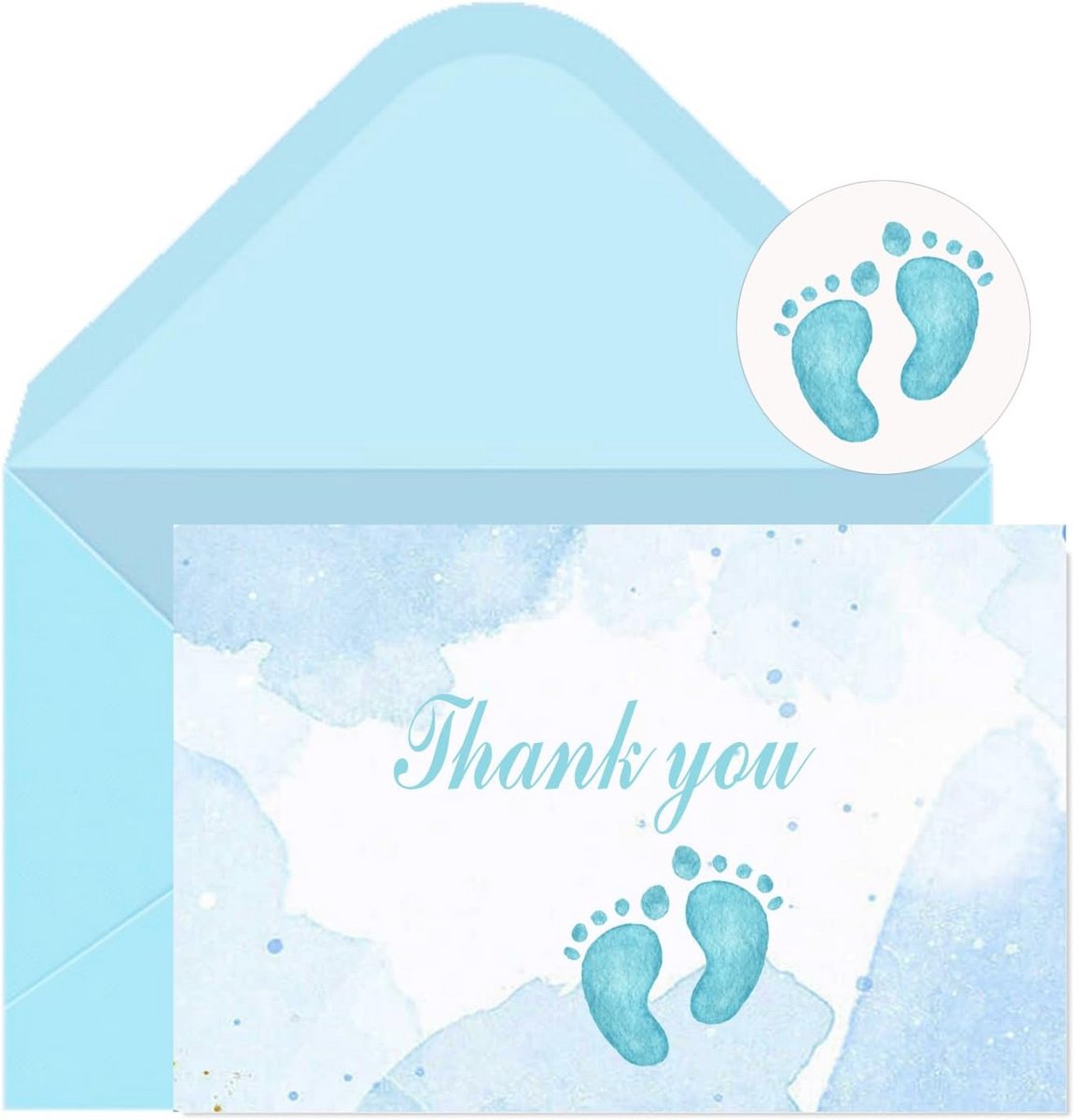 Bedankkaarten Baby - Geboorte kaarten - Babyshower vieren - Met enveloppen - 30 stuks - Blauw