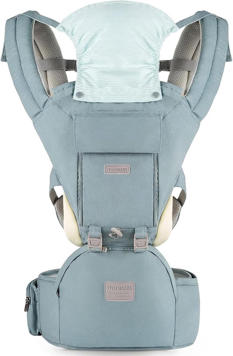Babydrager heupzitje - Draagzak baby - Baby dragen - 16 draagmogelijkheden - 0-36 maanden - Kaki