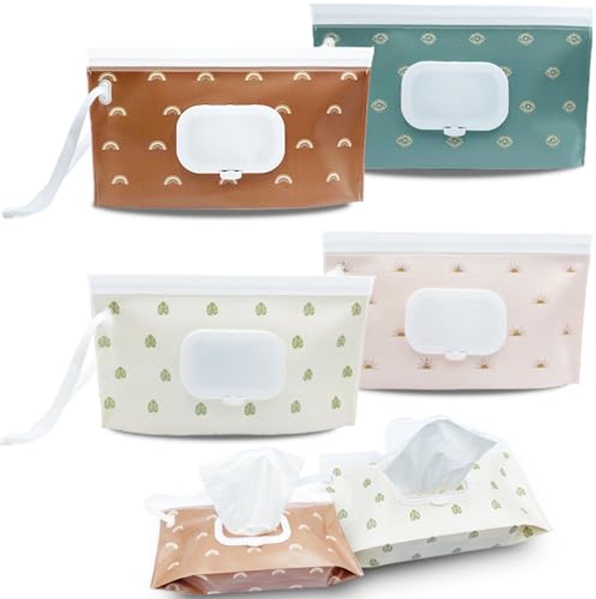 Babydoekjes Dispenser - Veeg Pouch - Draagbaar Gemak - Innovatief Deksel - 24 cm - Grijs
