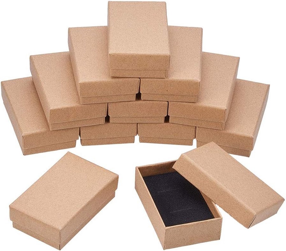 Kartonnen Dozen - Sieradendoosjes Geschenkverpakking - Sieraden Presenteren - Met Beschermend Schuim - 18 Stuks 8x5x2.5cm - Bruin