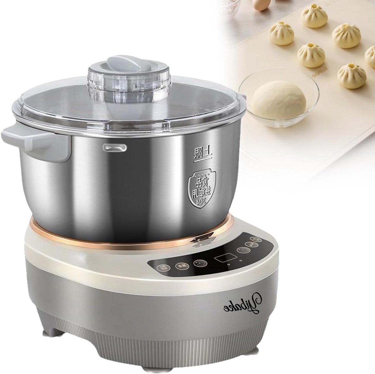 Deegmachine Met Fermentatiefunctie, 5l/7l Antiaanbak Roestvrijstalen Deegmeelmixer, Deegkneedmachine Met Timer En Touchscreen, Maatbekers En -Lepels,7L