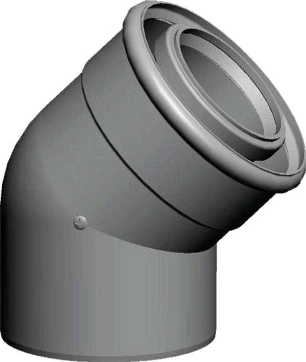 Wolf Rookgasbocht DN80/125 concentrisch 2 stuks, 45 graden, van PP, 2651472