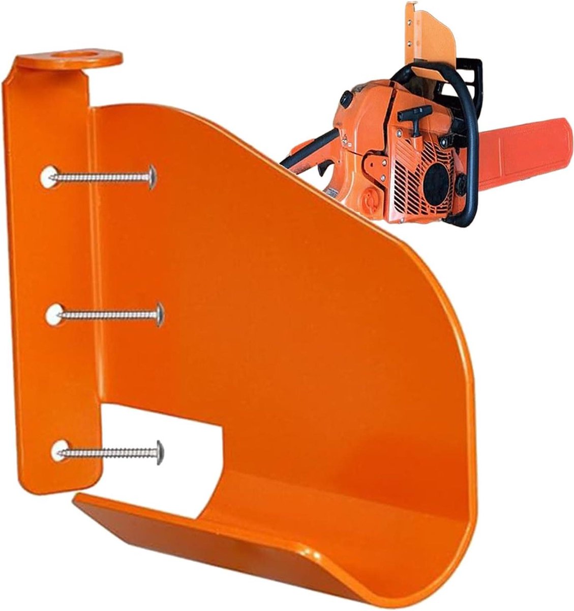 Kettingzaaghouder - Kettingzaagbeugel Ophanging - Gereedschap Opbergen - Roestvrij Staal Constructie - 6 x 16 x 6 cm - Oranje