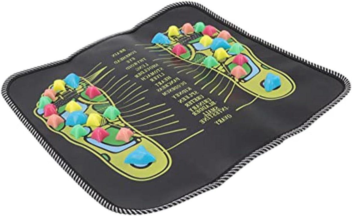 Voetmassagemat - Acupressuurkussen - Ontspanning Stimuleren - Simulatie Kiezels - 35x35cm - Zwart