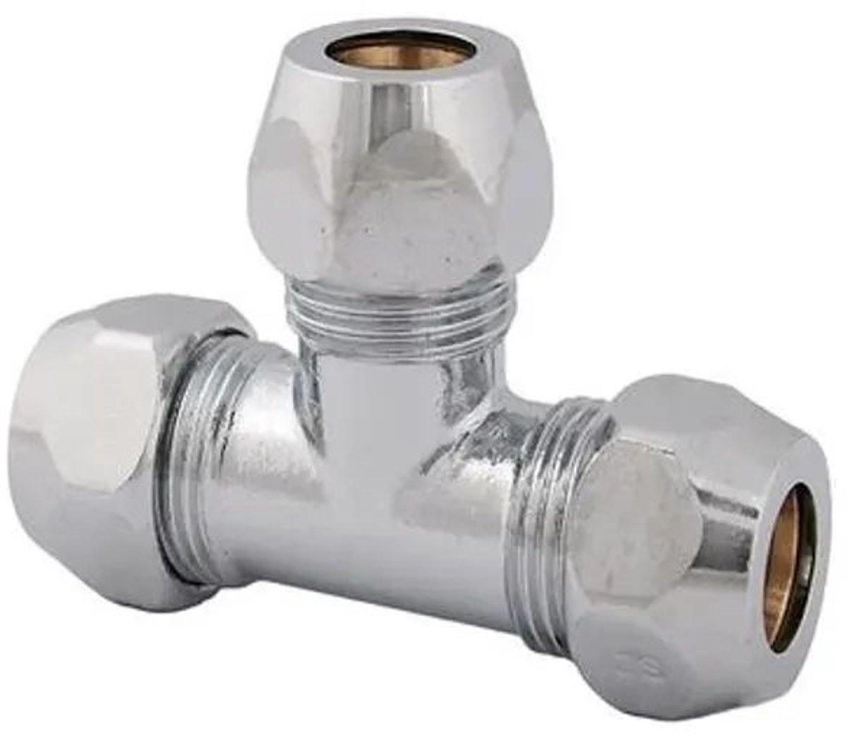 Schlösser Armaturen JS T-stuk met drie knelkoppelingen, DN8, 3/8'' x 8mm, verchroomd, 0018811008001