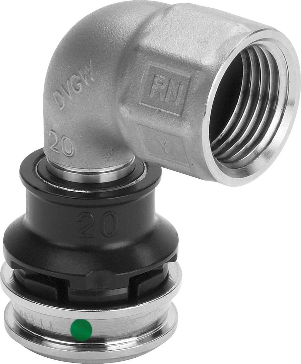 Viega Raxinox-overgangsbocht 90 graden, d 20mm, Rp 3/4 roestvrij staal Model 4414.11, 723323