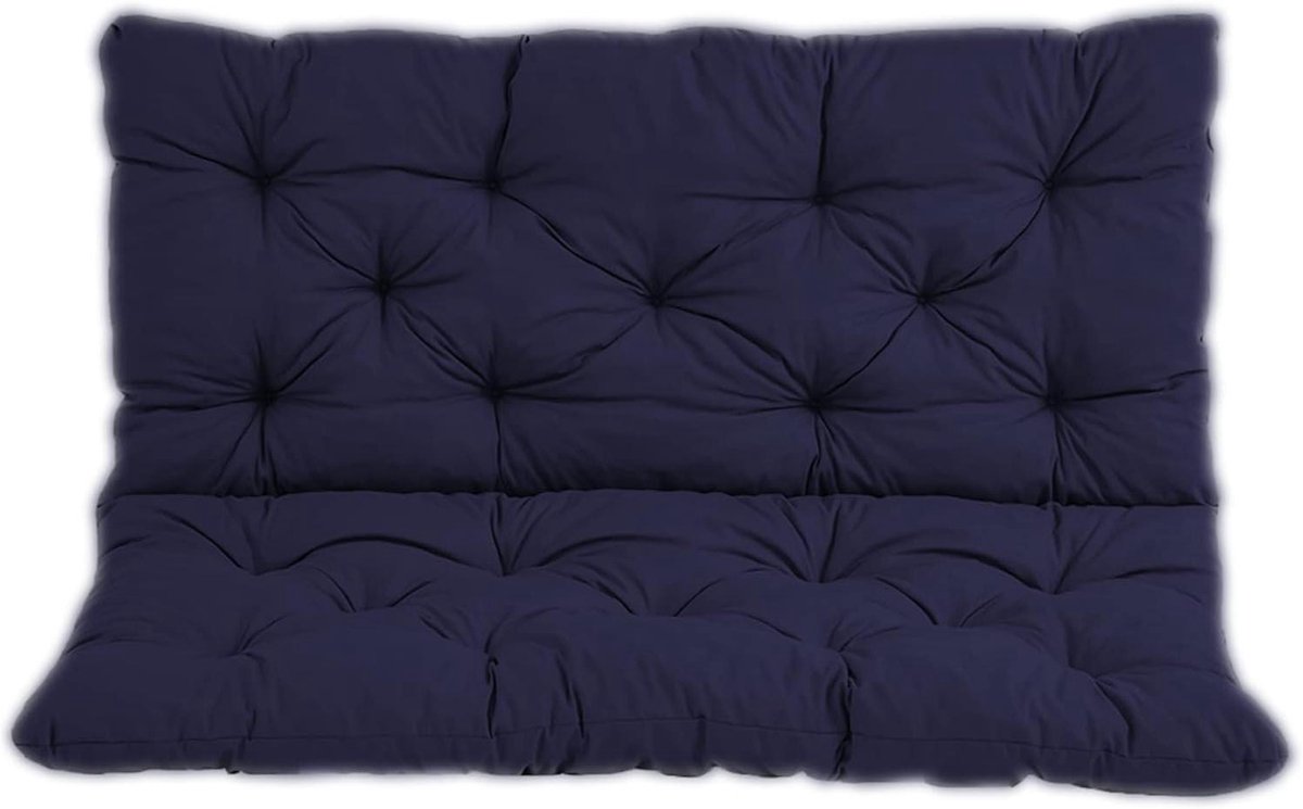 Schommelbank Kussens - Tuinkussen Zitkussen - Buiten Ontspannen - Met Bevestigingsbanden - 150 x 100 cm - Marineblauw