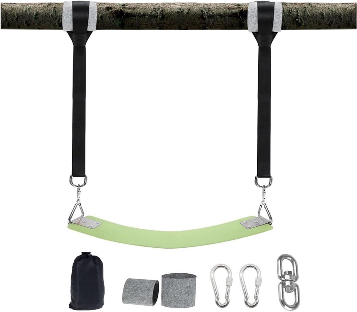 Schommelstoel Ophangset - Hangmat Kit - Buitenactiviteiten Ophangen - Vergrendelingsgesp - 350 kg Gewicht - Zwart